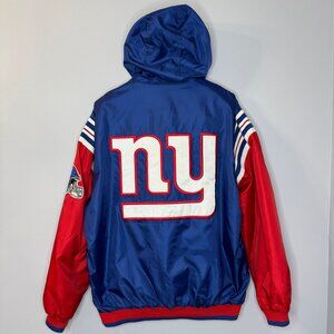 Vintage 1990s Starter New York Giants Satin Quarter-Zip Hooded Jacket NFL